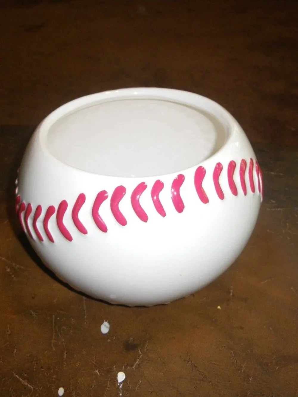 Ceramic Baseball Bowl Vase Knickknack Trinket - Picture 3 of 5